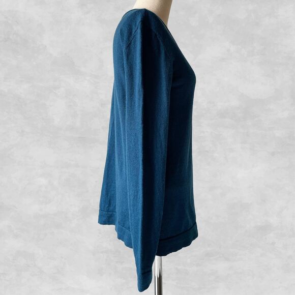 Orvis Teal Merino Wool V Neck Pullover Long Sleeve Sweater - Women's Size XS - Picture 3 of 8